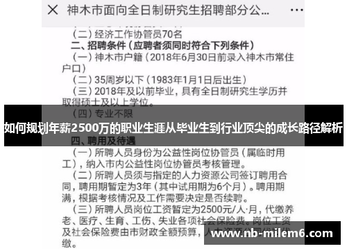 如何规划年薪2500万的职业生涯从毕业生到行业顶尖的成长路径解析